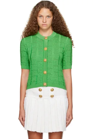 Balmain Green Monogram Cardigan