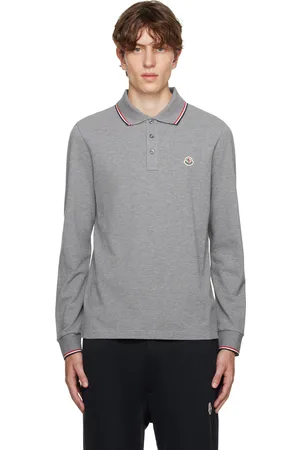 Moncler Gray Patch Long Sleeve Polo