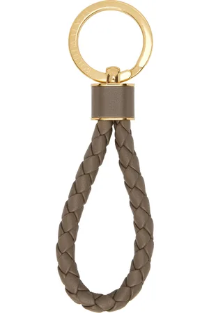 Bottega Veneta Taupe Intreccio Key Ring