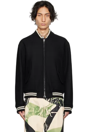 Dries Van Noten: Blue & White Sequinned Bomber Jacket