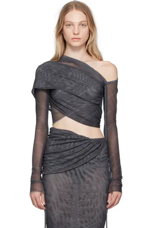 Jade Cropper Gray Wrap Long Sleeve T-Shirt