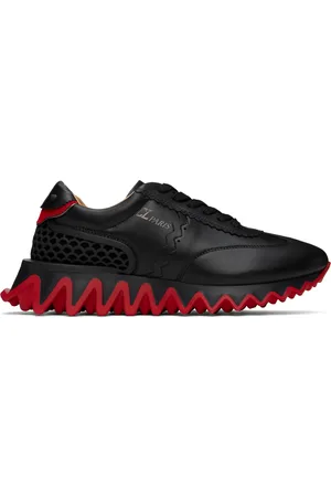 Christian louboutin best sale black leather sneakers