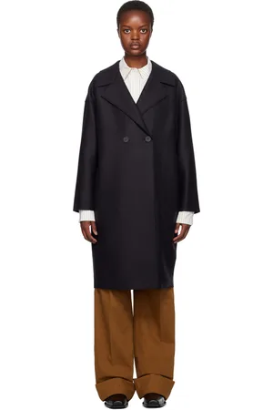 Harris Wharf London Navy Dropped Shoulder Coat