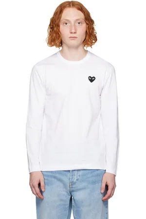 Comme des Garçons White Heart Patch Long Sleeve T-Shirt