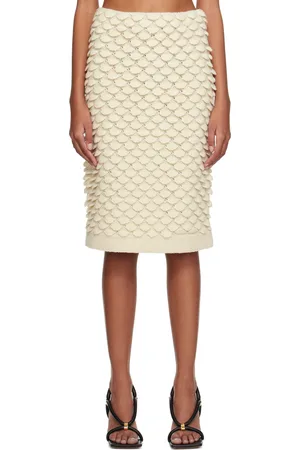 Bottega Veneta Off-White Fish Scale Midi Skirt