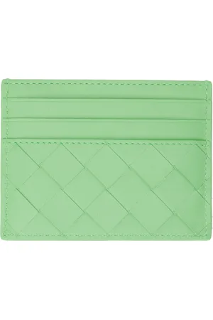 Bottega Veneta Green Intrecciato Credit Card Holder