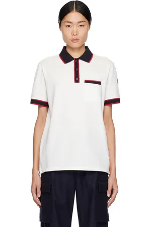 Moncler White Striped Polo