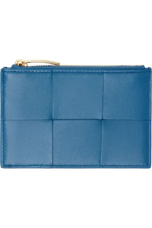 Bottega Veneta Blue Cassette Zippered Card Holder
