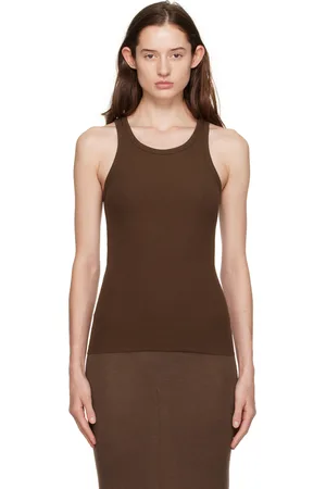 ÉTERNE Brown High Neck Tank Top