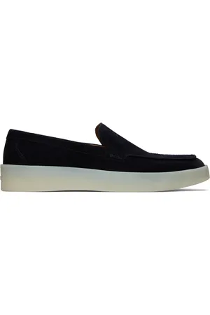 HUGO BOSS Navy Suede Logo Detail Loafers