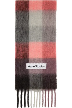 Acne Studios Pink & Gray Checked Scarf