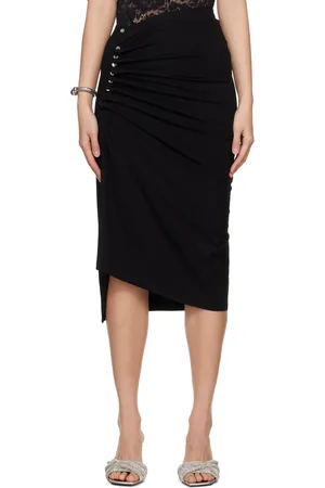 Paco rabanne Black Asymmetric Midi Skirt