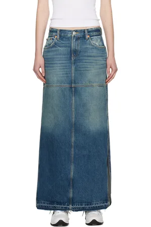 RE/DONE Blue Split Denim Maxi Skirt