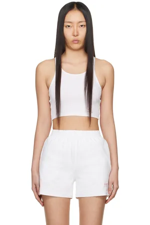Alexander Wang Off Shoulder Cropped Shirt with Bra in Oxford