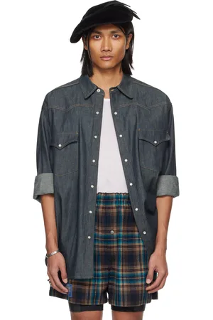 Maison Margiela Blue Press-Stud Denim Shirt
