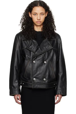 Victoria Beckham Black Oversized Leather Jacket