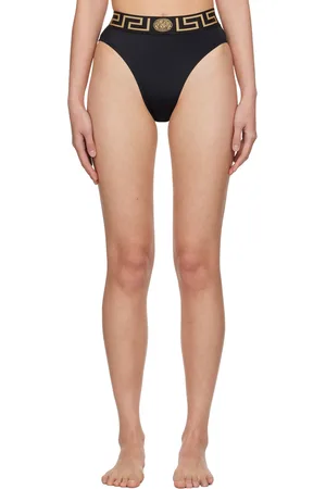 VERSACE Black Greca Border Bikini Bottoms
