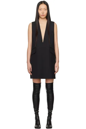 Maison Margiela Black V-Neck Minidress