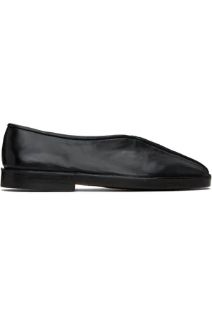 LEMAIRE Black Flat Piped Slippers