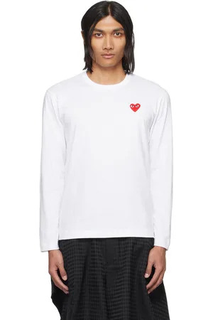 Comme des Garçons White Heart Patch Long Sleeve T-Shirt