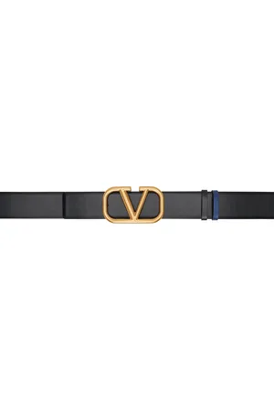 VALENTINO GARAVANI Black & Blue VLogo Signature Reversible Belt
