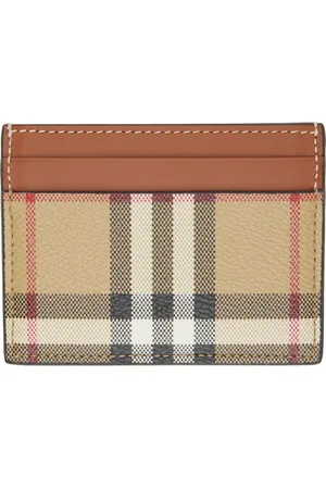 Burberry Beige & Brown Check Card Holder