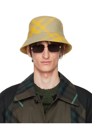 Burberry Yellow & Gray Check Bucket Hat