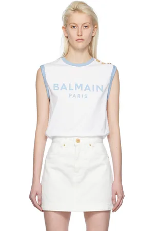 Balmain White Three-Button Tank Top