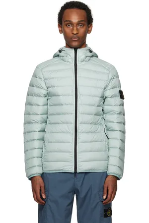 Stone Island Blue Loom Woven Chambers Down Jacket