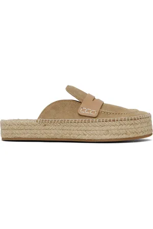 J.W.Anderson Beige Leather Loafer Mule Espadrilles