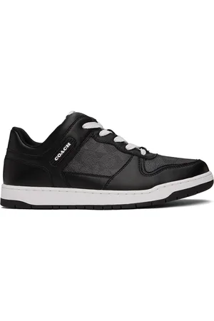  Coach Men's Signature Jacquard Leather Lace Up Skate Sneaker  Shoe, Black, 7