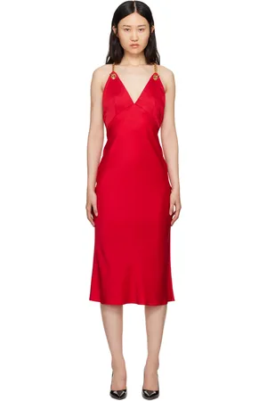 Moschino Red Chains & Hearts Midi Dress