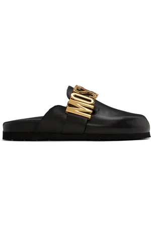 Moschino Black Lettering Logo Slip-On Loafers