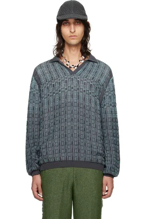 Isa Boulder SSENSE Exclusive Gray & Blue Tick Polo