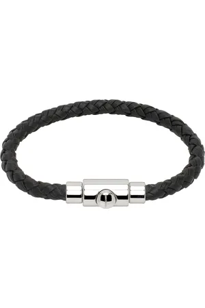 Salvatore Ferragamo Black Braided Leather Bracelet