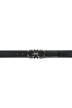 Salvatore Ferragamo Black & Navy Gancini Reversible Belt