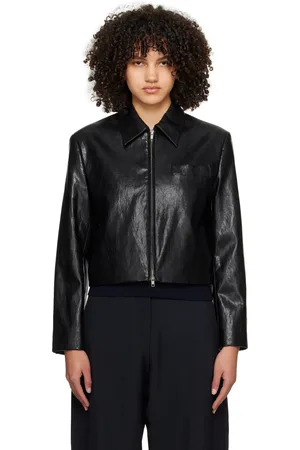 DUNST Black Collared Faux-Leather Jacket