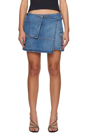 Msgm Blue Cargo Denim Miniskirt