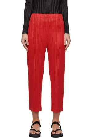 PLEATS PLEASE ISSEY MIYAKE Red Thicker Bottoms 1 Trousers