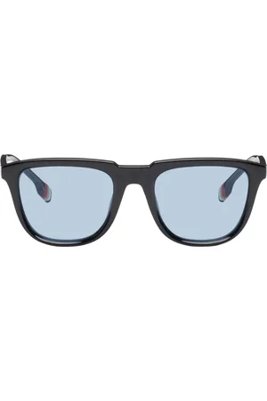 Burberry Black Stripe Detail Square Frame Sunglasses