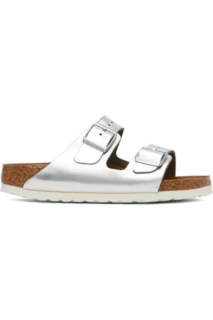 Birkenstock Silver Narrow Arizona Soft Footbed Sandals