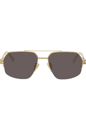 Bottega Veneta Gold Bond Metal Half-Rim Aviator Sunglasses