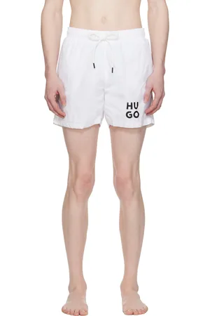 HUGO BOSS White Printed Swim Shorts