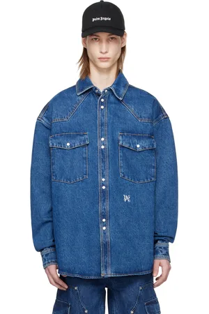 Palm Angels Blue Monogram Denim Shirt
