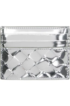 Bottega Veneta Silver Intrecciato Card Holder