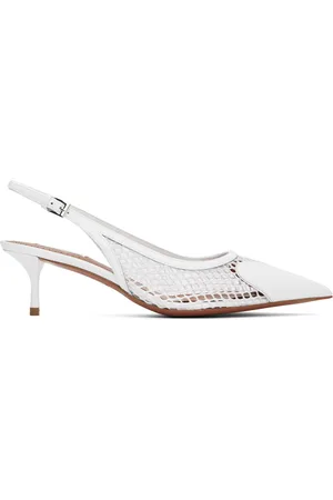 Alaïa White Heart Slingback Fishnet Heels