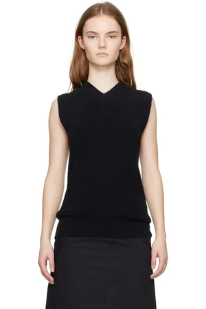 Totême Black V-Neck Tank Top