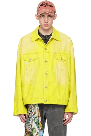 Men yellow jean shops jacket