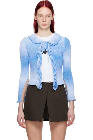 Msgm Blue Ruffled Cardigan