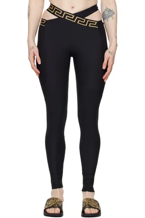 VERSACE Black Greca Border Leggings